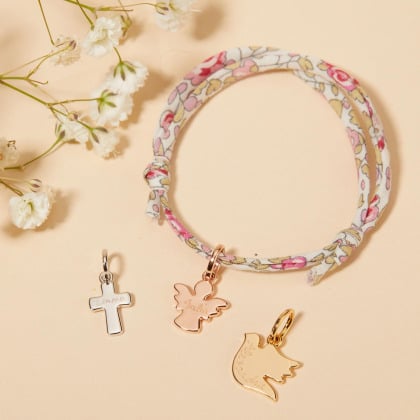 Personalisiertes Mini Liberty Armband zur Taufe oder Kommunion Merci Maman