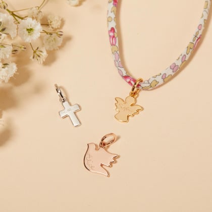Personalised Mini Christening or Communion Liberty Necklace Merci Maman