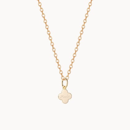 Collar personalizado para niña con mini cruz de trébol Baño de oro Merci Maman