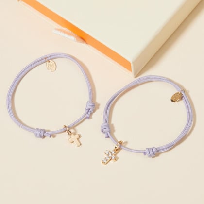 Mini Cross Charm Bracelet gold plated merci maman