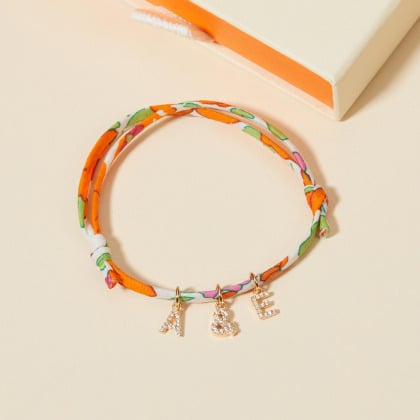 Mini Kristall Buchstaben Charm Liberty Armband vergoldet merci maman