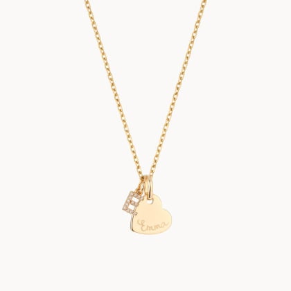 Personalised Mini Crystal Alphabet Heart Necklace gold plated merci maman