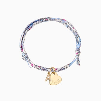 Personalised Mini Crystal Alphabet Heart Liberty Bracelet gold plated merci maman