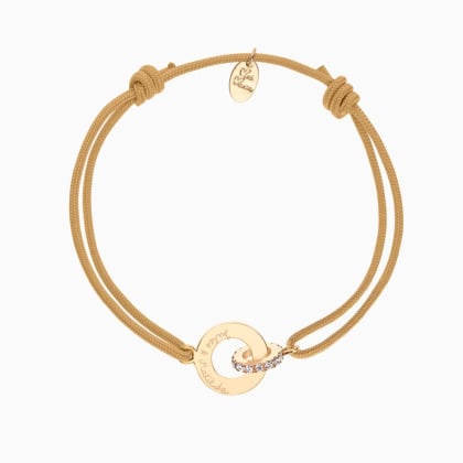 Bracciale con Cristallo Intrecciato Personalizzato Plaqué Or Merci Maman