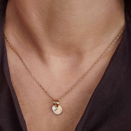 Personalisierte Mini Kristall Solitaire Halskette Vergoldet Merci Maman