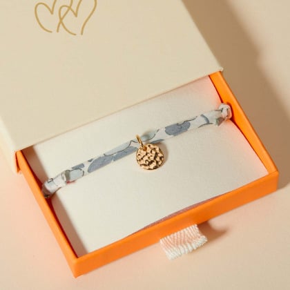 Bracciale personalizzato Liberty Mini Disco Martellato Merci Maman