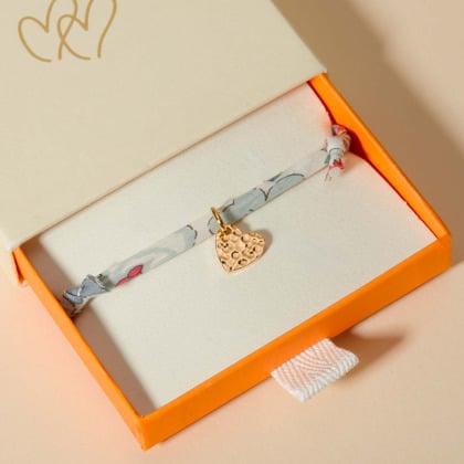 Personalised Mini Hammered Heart Liberty Bracelet Merci Maman