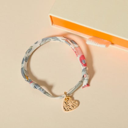 Personalised Mini Hammered Heart Liberty Bracelet Merci Maman