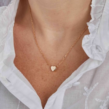 Collier personnalisé Mini Coeur Initiale plaqué or merci maman