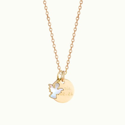 Personalised Mother of Pearl Angel Necklace merci maman