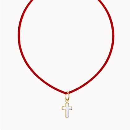 Personalised Mini Mother of Pearl Christening or Communion Braid Necklace merci maman