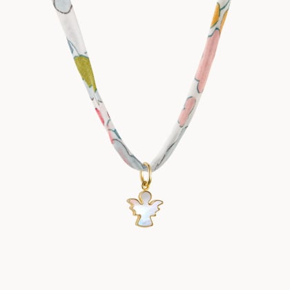 Personalised Mini Mother of Pearl Christening or Communion Liberty Necklace merci maman