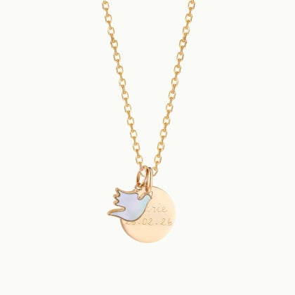Personalised Mother of Pearl Dove Necklace merci maman