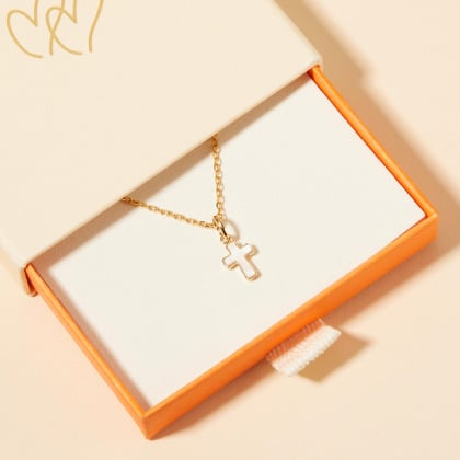 Personalised Mini Mother of Pearl Christening or Communion Necklace merci maman