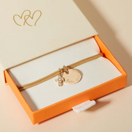 Personalised Mini Pavé Crystal Cross Bracelet Merci Maman