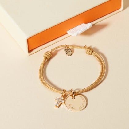 Personalised Mini Pavé Crystal Cross Bracelet Merci Maman