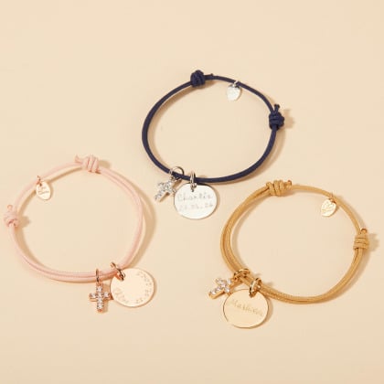 Personalised Mini Pavé Crystal Cross Bracelet Merci Maman