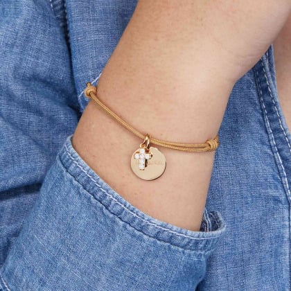 Personalised Mini Pavé Crystal Cross Bracelet Merci Maman