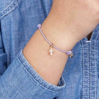 Pulsera con mini cruz Liberty baño de oro merci maman