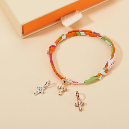 Mini Cross Charm Liberty Bracelet gold plated merci maman