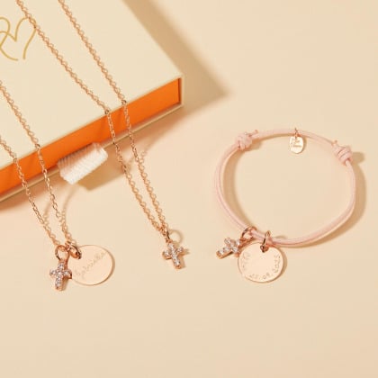 Personalised Mini Pavé Crystal Cross Bracelet Merci Maman