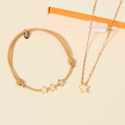 Collana Mini Stella con Iniziale Personalizzata placcato in oro merci maman