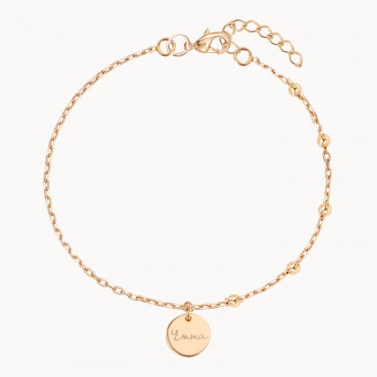 Personalised Mixed Beaded & Chain Pastille Bracelet gold plated merci maman