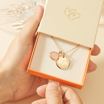 Personalised Gemstone Necklace sterling silver merci maman