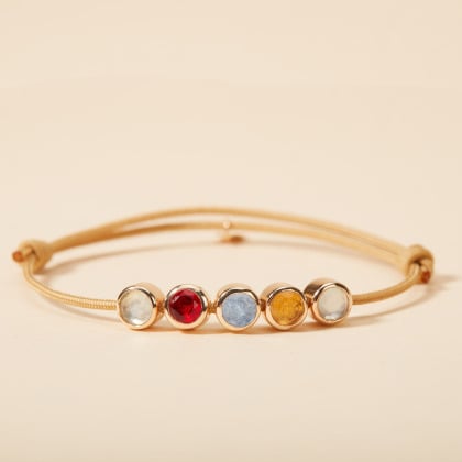 Pulsera personalizada con piedra de nacimiento e inicial baño de oro merci maman