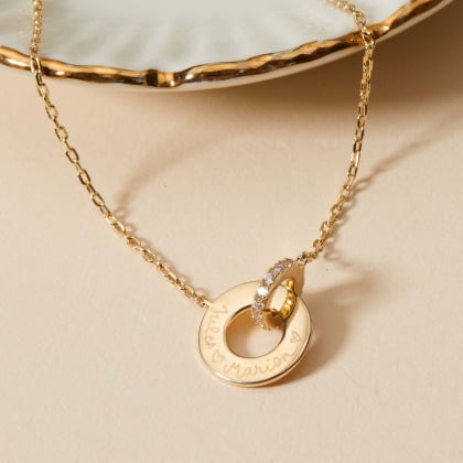 Collana Personalizzata con Cristallo Intrecciato Placcato in oro 18 carati Merci Maman