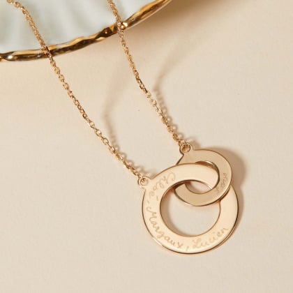 Personalised Intertwined Necklace gold plated merci maman