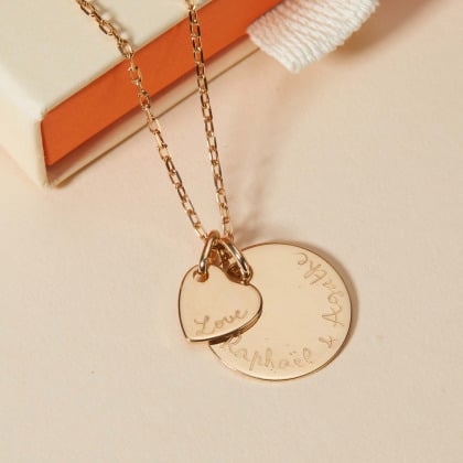 personalised love necklace gold plated merci maman