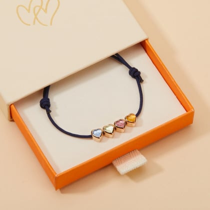 Bracelet personnalisé Perle Pierre de Naissance Coeur plaqué or merci maman