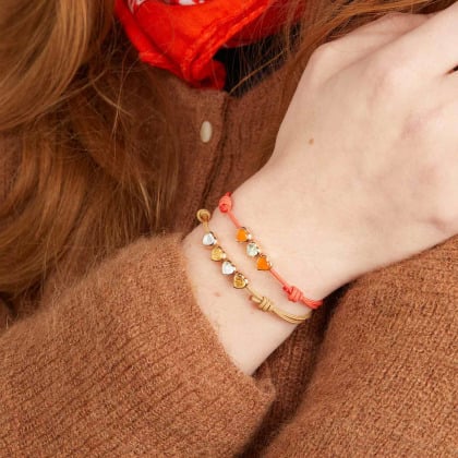 Bracelet personnalisé Perle Pierre de Naissance Coeur plaqué or merci maman