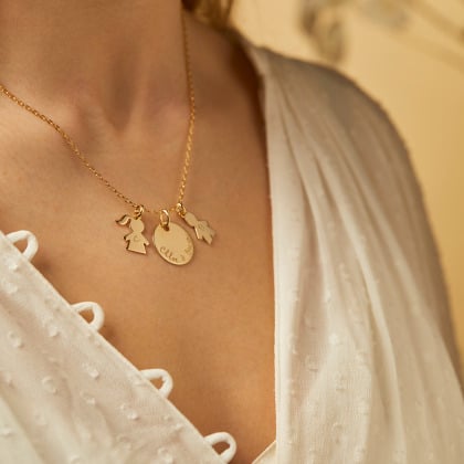 Collier Famille personnalisé plaqué or merci maman