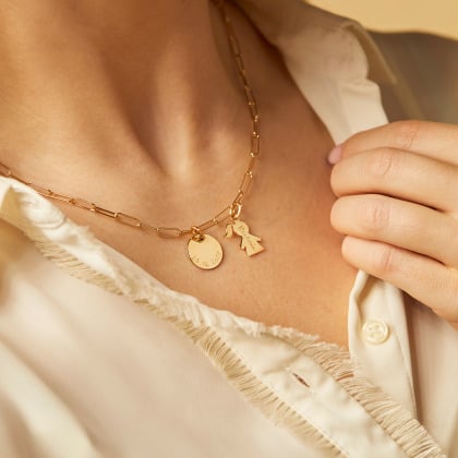 Personalised Love Links Family Necklace gold plated merci maman