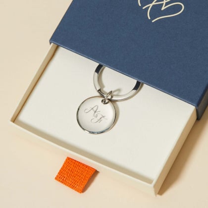 Personalised Monogram Stainless Steel Keyring Merci Maman
