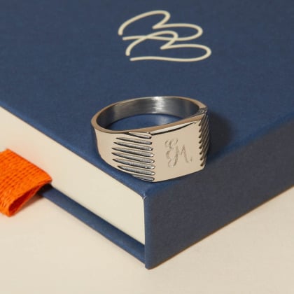 Men's Personalised Monogram Stainless Steel Square Signet Ring| Merci Maman
