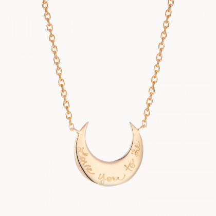 Personalised Moon Necklace gold plated merci maman