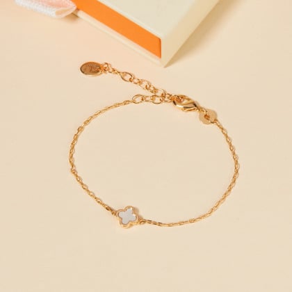 Bracelet personnalisé Croix Romane Nacre sur chaîne pour Enfant doré à l'or fin Merci Maman