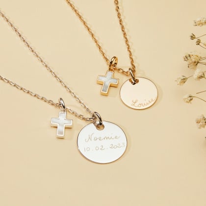 personalised mother of pearl cross necklace gold plated sterling silver merci maman