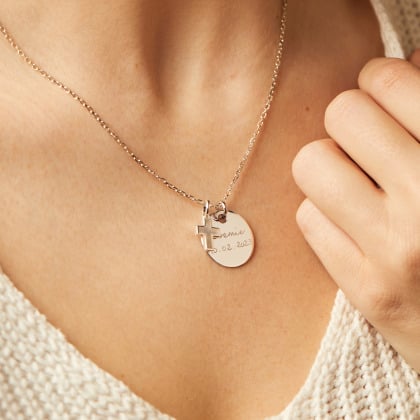 Personalised Mother of Pearl Cross Necklace