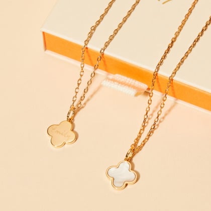 Collier personnalisé Croix Romane Nacre plaqué or merci maman