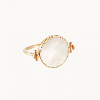 Bague Nacre Vice & Versa personnalisée plaqué or merci maman