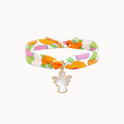 Bracciale personalizzato Liberty per Battesimo o Comunione Madreperla Merci Maman