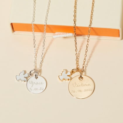 Collana personalizzata Angelo in Madreperla merci maman