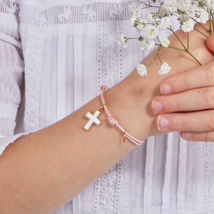 bracciale personalizzato per Battesimo o Comunione  Madreperla Merci Maman
