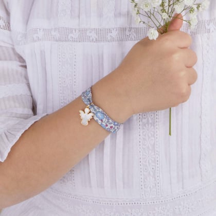 Bracciale personalizzato Liberty per Battesimo o Comunione Madreperla Merci Maman