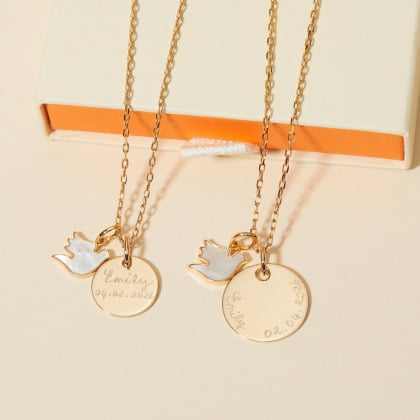 Collana personalizzata Colomba in Madreperla merci maman