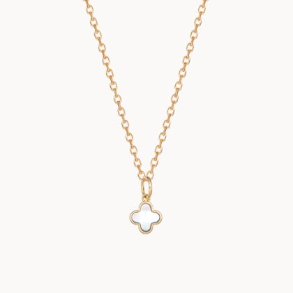 Personalised Mother of Pearl Mini Clover Cross Necklace Gold Plated Merci Maman